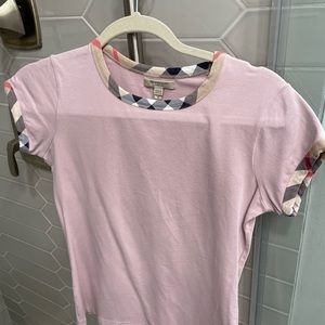 Burberry pink blush T-shirt with neck & sleeve trim.